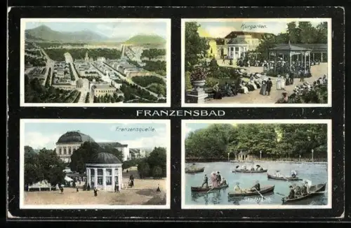 AK Franzensbad, Kurgarten, Franzensquelle, Stadtteich