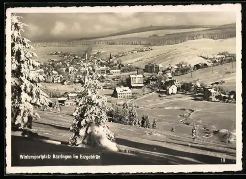AK Bärringen im Erzgebirge, Panorama im Schnee