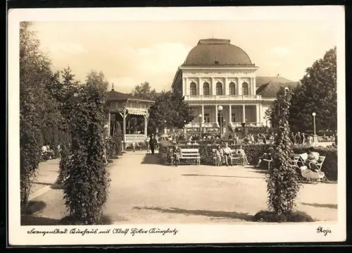 AK Franzensbad, Kurhaus mit Adolf Ziller-Kurplatz