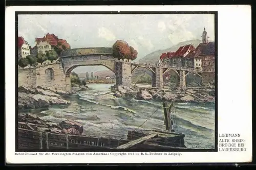 Künstler-AK Liebmann: Laufenburg, Alte Rheinbrücke