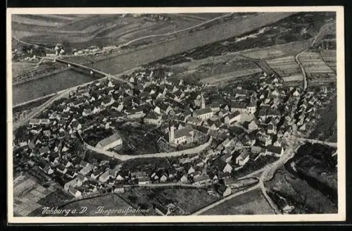 AK Vohburg a. D., Fliegeraufnahme des Ortes