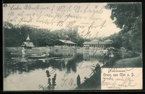 AK Ulm a. D., Friedrichsausee mit Booten