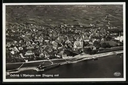 AK Oestrich i. Rheingau, Ortsansicht vom Flugzeug aus