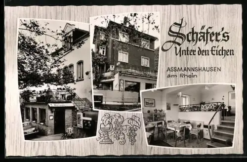 AK Assmannshausen am Rhein, Gasthaus Schäfer`s Unter den Eichen