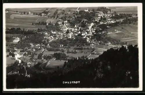 AK Ohlstadt, Ortsansicht aus der Vogelschau
