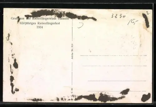 AK Hameln a. d. Weser, 650jähriges Rattenfängerfest 1934, Fliegeraufnahme der Stadt