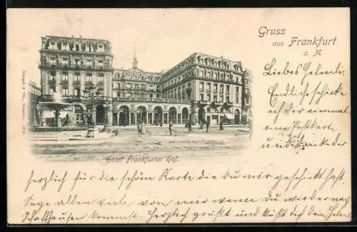 Lithographie Frankfurt a. M., Hotel Frankfurter Hof