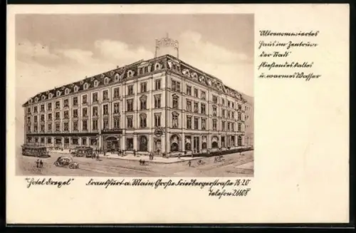 Künstler-AK Frankfurt am Main, Hotel Drexel, Grosse Friedbergerstrasse 16-20