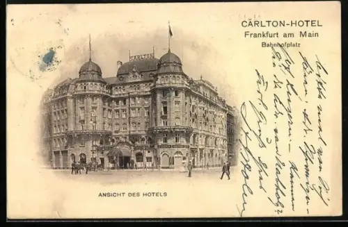 AK Frankfurt am Main, Carlton-Hotel am Bahnhofplatz