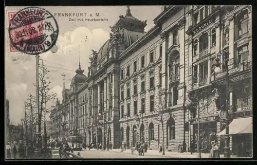 AK Frankfurt a. M., Zeil mit Hauptpostamt