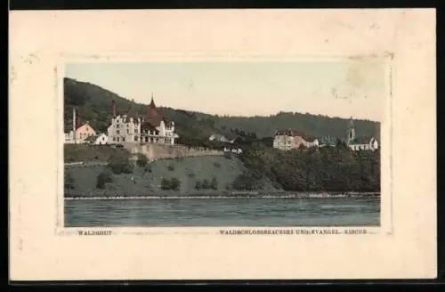 AK Waldshut, Waldschlossbrauerei u. Evangelische Kirche