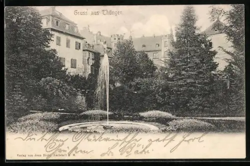 AK Thüngen, Springbrunnen im Park