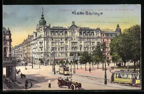 AK Frankfurt a. M., Palast-Hotel, Blick nach der Kronprinzenstrasse, Strassenbahn