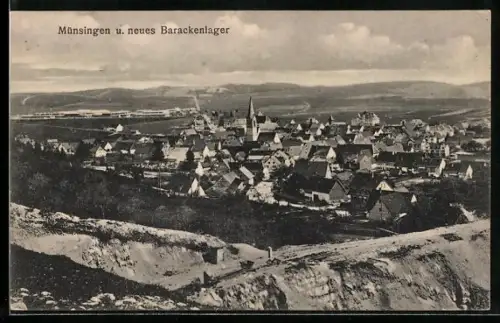 AK Münsingen, Neues Barackenlager aus der Vogelschau