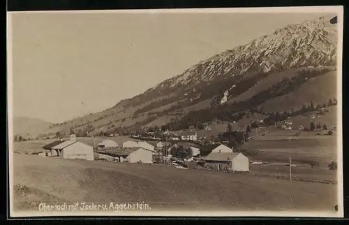 AK Oberjoch, Ortsansicht mit Iseler und Aggenstein