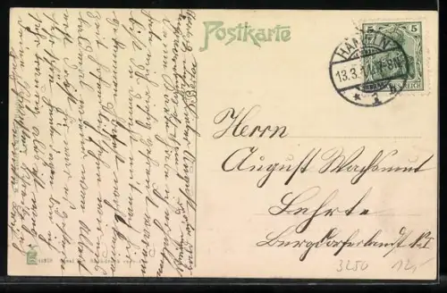 AK Hameln, Kinder-Auszug 1284, Brückenpartie