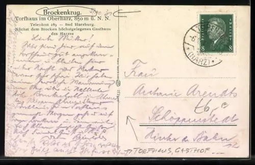 AK Torfhaus im Oberharz, Gasthof Brockenkrug