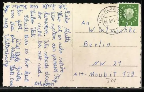 AK Elze /Han., Rathaus mit Kriegerdenkmal, VW Käfer