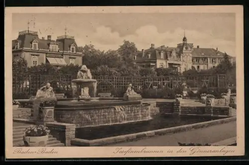 AK Baden-Baden, Josefinenbrunnen in den Gönneranlagen
