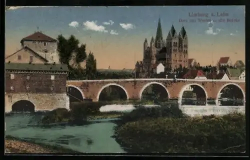AK Limburg a. Lahn, Dom von Westen und alte Brücke