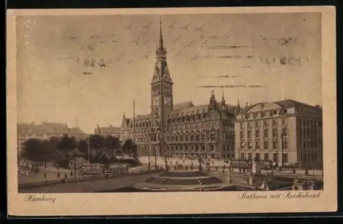 AK Hamburg, Rathaus mit Reichsbank