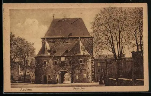 AK Aachen, Pont-Tor mit Strassenpartie