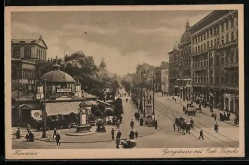AK Hannover, Georgstrasse mit Cafe Kröpcke