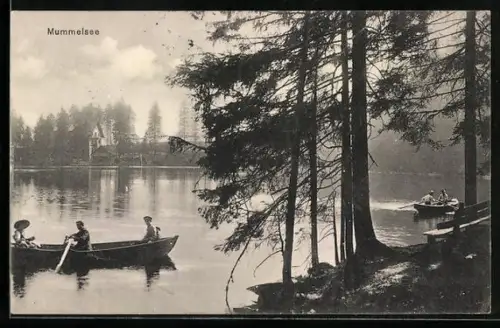 AK Mummelsee, Panorama mit Boot