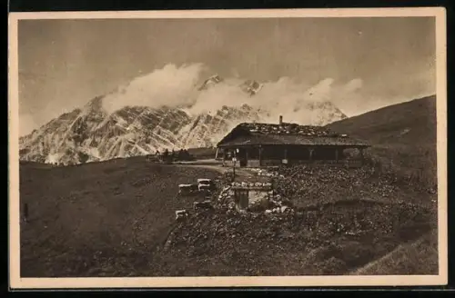 AK Berchtesgaden, Gasthof Gotzenalm mit Watzmann