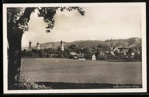 AK Isny i. Allgäu, Ortspartie mit Kirche