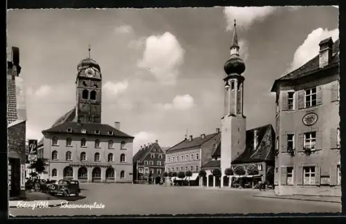 AK Erding /Obb., Schrannenplatz mit Rathaus