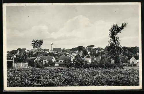 AK Dachau, Teilansicht mit Kirche