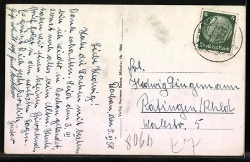 AK Dachau, Teilansicht mit Kirche