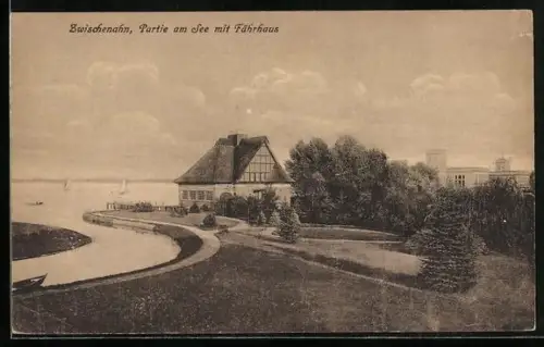 AK Zwischenahn, Partie am See mit Gasthaus Fährhaus