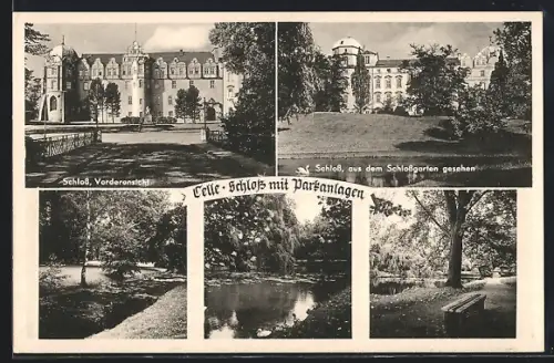 AK Celle, Schloss, Vorderansicht, Schloss aus dem Schlossgarten, Parkanlagen