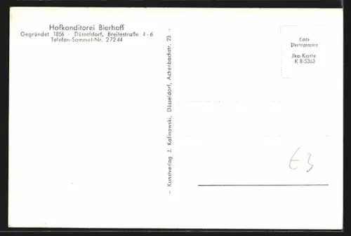 AK Düsseldorf, Café Bierhoff, reichmöblierter Raum