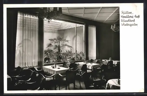 AK Düsseldorf, Konditorei-Café Rütten, Wintergarten, Königsallee 76