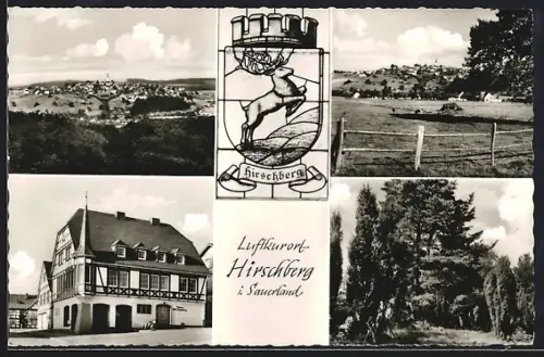 AK Hirschberg i. Sauerland, Fachwerkhaus, Landschaftsansichten
