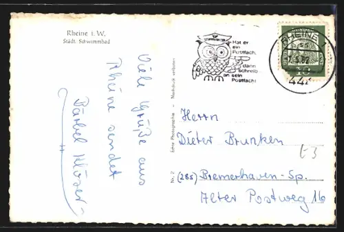 AK Rheine i. W., Städt. Schwimmbad, Sprungturm, Freibad