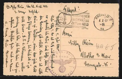 AK Krefeld, Ostwall mit Brunnen und Allee