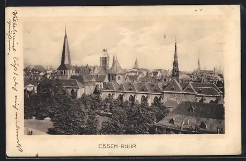 AK Essen-Ruhr, Stadtpanorama mit Kirchen und Dom