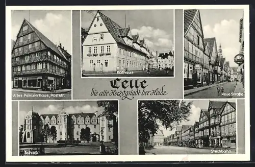 AK Celle, Altes Patrizierhaus, Rathaus, Schloss, Neue Strasse, Stechbahn