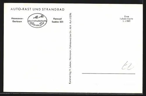 AK Hannover-Garbsen, Gasthaus Blauer See, Auto-Rast, Strandbad