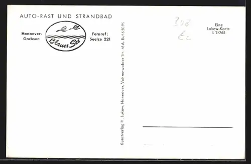 AK Hannover-Garbsen, Restaurant Blauer See, Strandbad, Auto-Rast