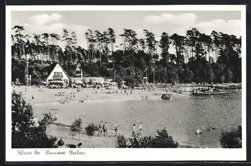 AK Hannover-Garbsen, Blauer See, Strandbad und Auto-Rast