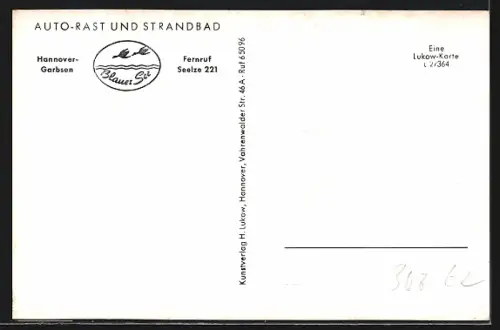 AK Hannover-Garbsen, Blauer See, Strandbad und Auto-Rast