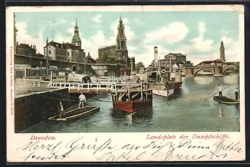 AK Dresden, Landungsplatz der Dampfschiffe