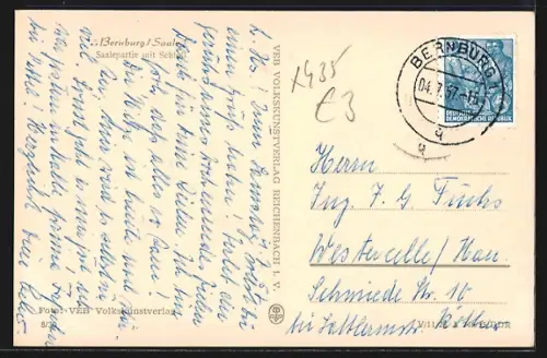 AK Bernburg /Saale, Saalepartie mit Schloss