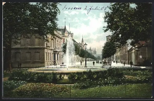 AK Dessau, Rondell mit Blick auf Franz- und Kavalierstrasse