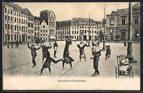 AK Düsseldorf, Radschläger auf dem Platz